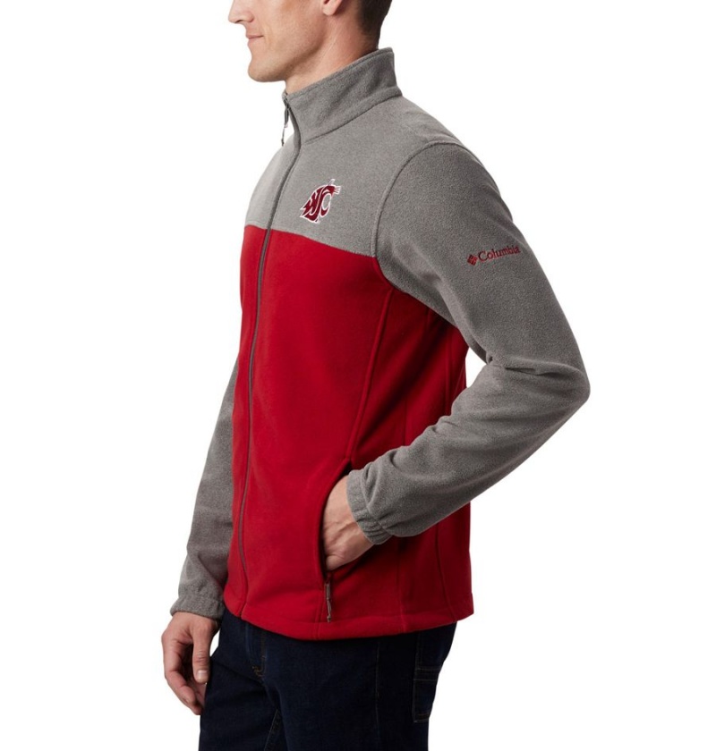 Red Columbia Collegiate Flanker III - Washington State Men's Fleece Jacket | 60428ZLWH