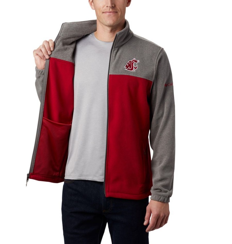 Red Columbia Collegiate Flanker III - Washington State Men's Fleece Jacket | 60428ZLWH