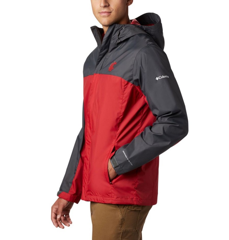 Red Columbia Collegiate Glennaker Storm - Washington State Men's Rain Jacket | 52407DEBL