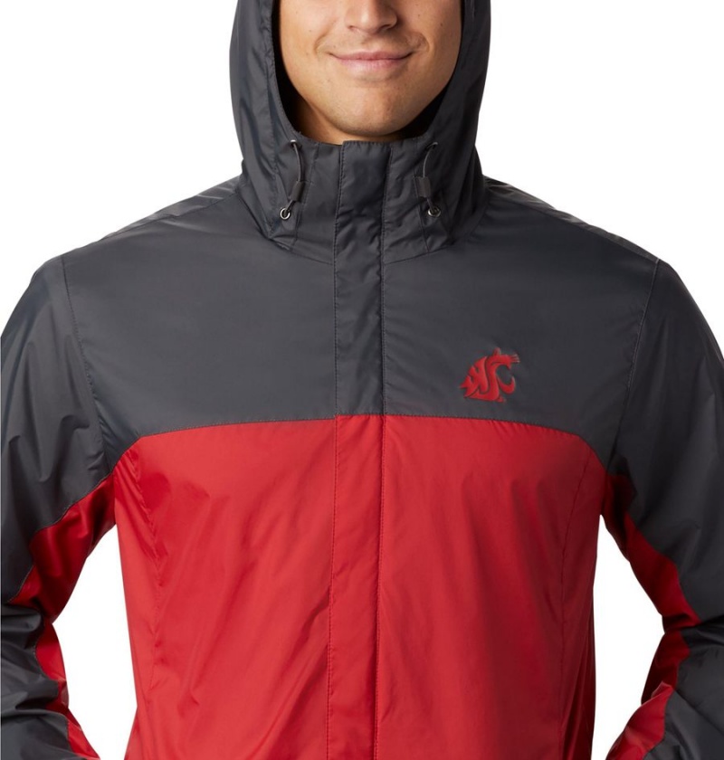 Red Columbia Collegiate Glennaker Storm - Washington State Men's Rain Jacket | 52407DEBL