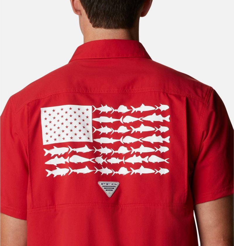 Red Columbia Collegiate PFG Slack Tide Camp - Ohio State Men's Shirt | 26714OJIY