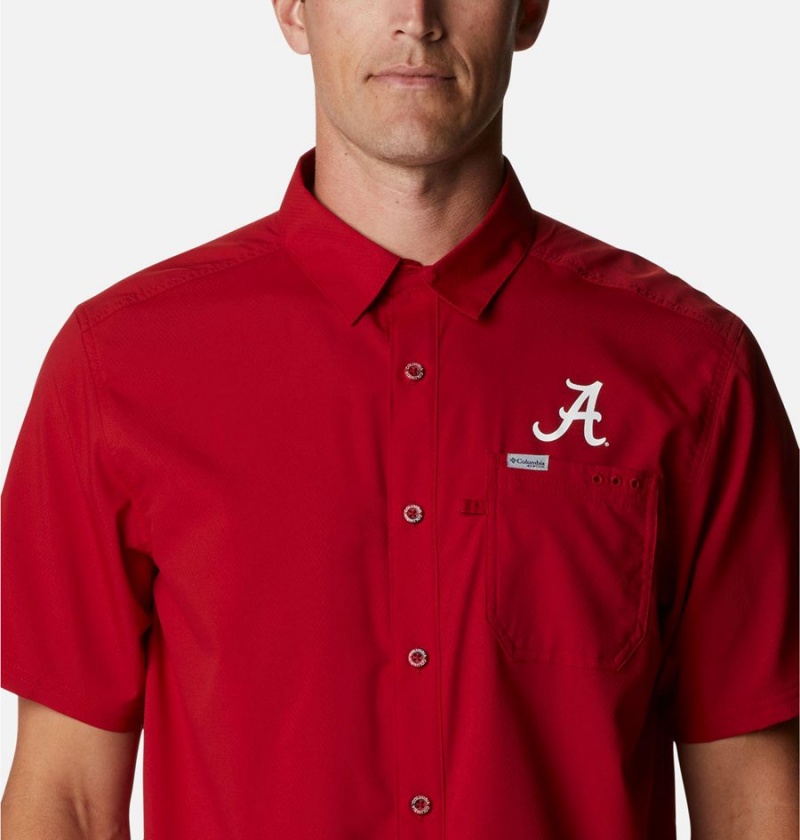 Red Columbia Collegiate PFG Slack Tide Camp - Alabama Men's Shirt | 85930VJIX