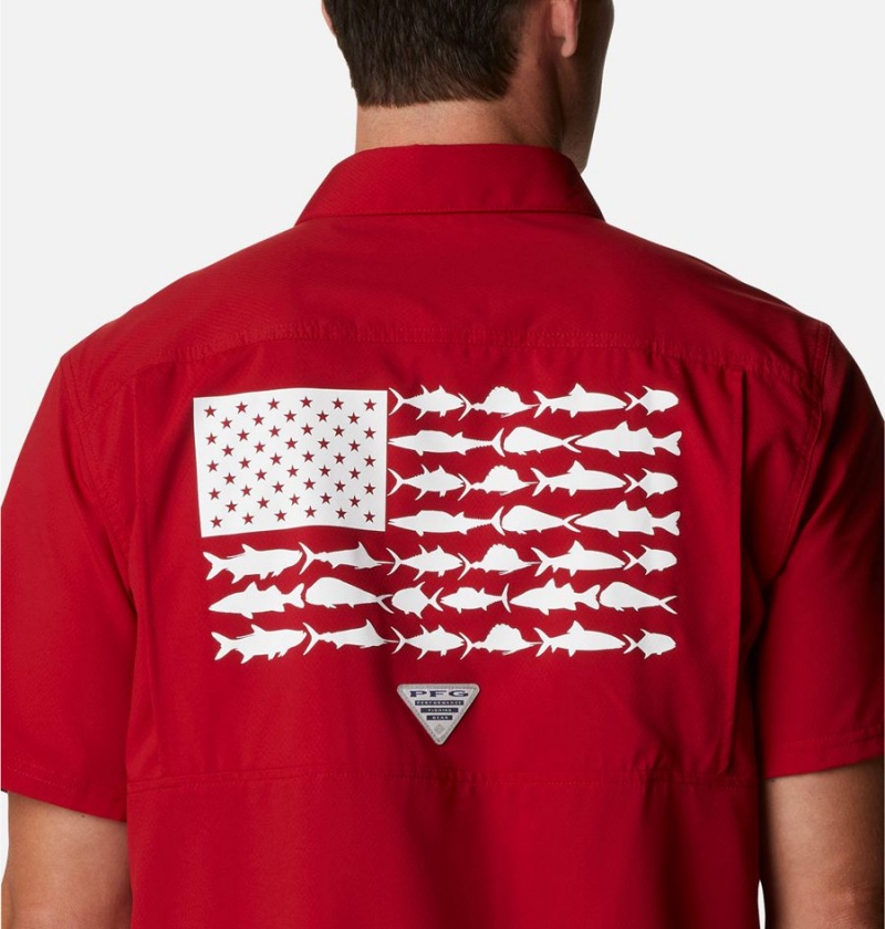 Red Columbia Collegiate PFG Slack Tide Camp - Alabama Men's Shirt | 85930VJIX