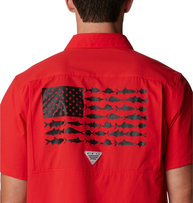 Red Columbia Collegiate PFG Slack Tide Camp - Georgia Men's Shirt | 43710PKCN