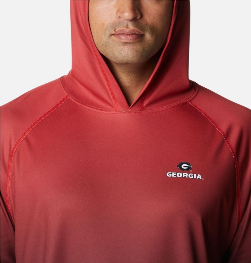 Red Columbia Collegiate PFG Super Terminal Tackle - Georgia Men's Hoodie | 34068SVUG