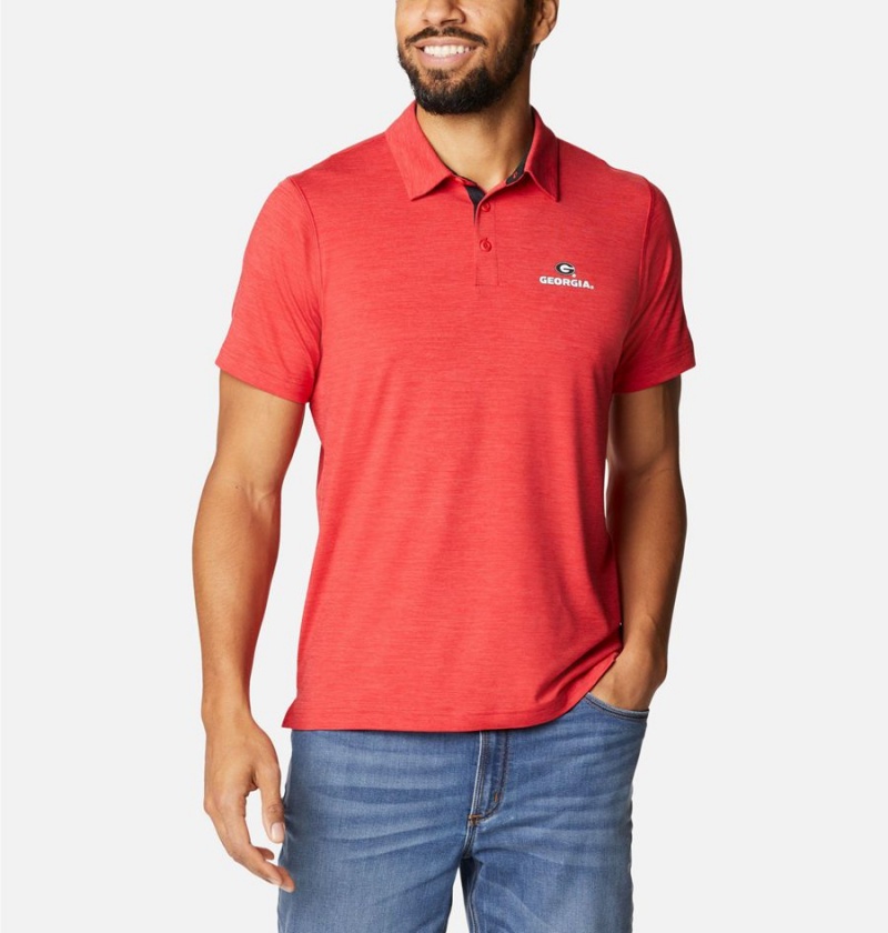 Red Columbia Collegiate Tech Trail - Georgia Men\'s Polo Shirt | 48129GDTM