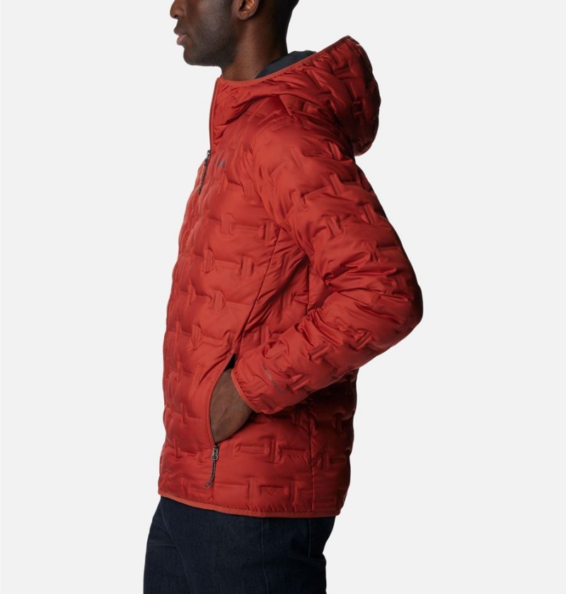 Red Columbia Delta Ridge Hooded Insulated Men's Puffer Jacket | 26438WZFC