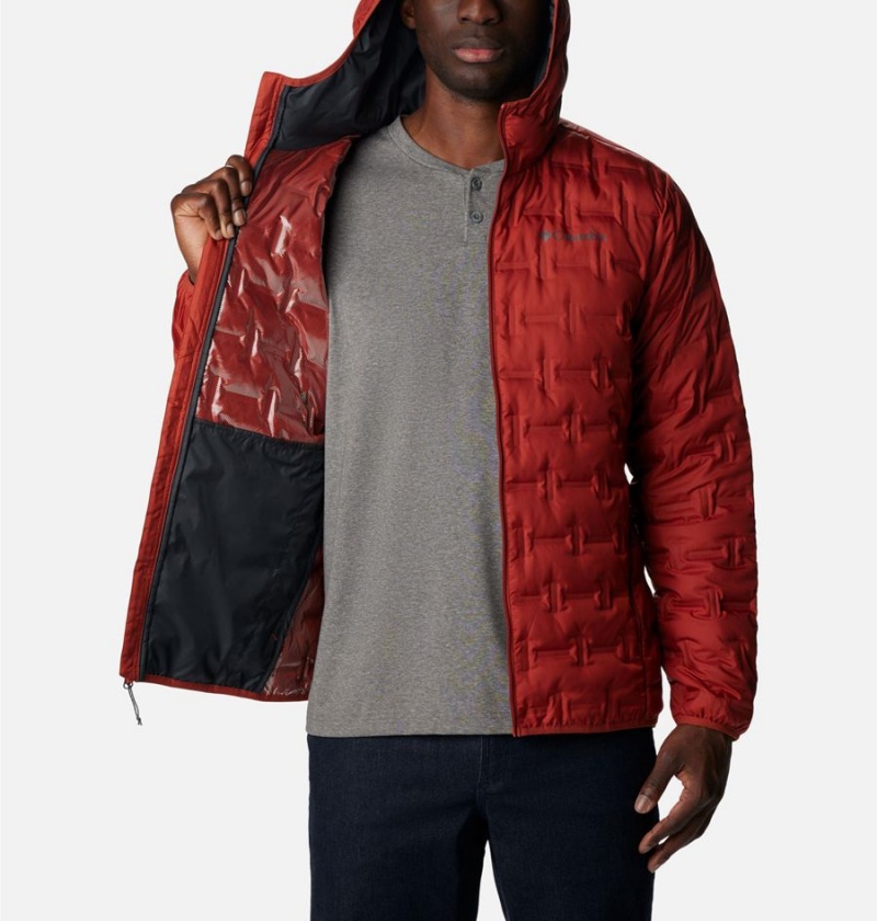 Red Columbia Delta Ridge Hooded Insulated Men's Puffer Jacket | 26438WZFC