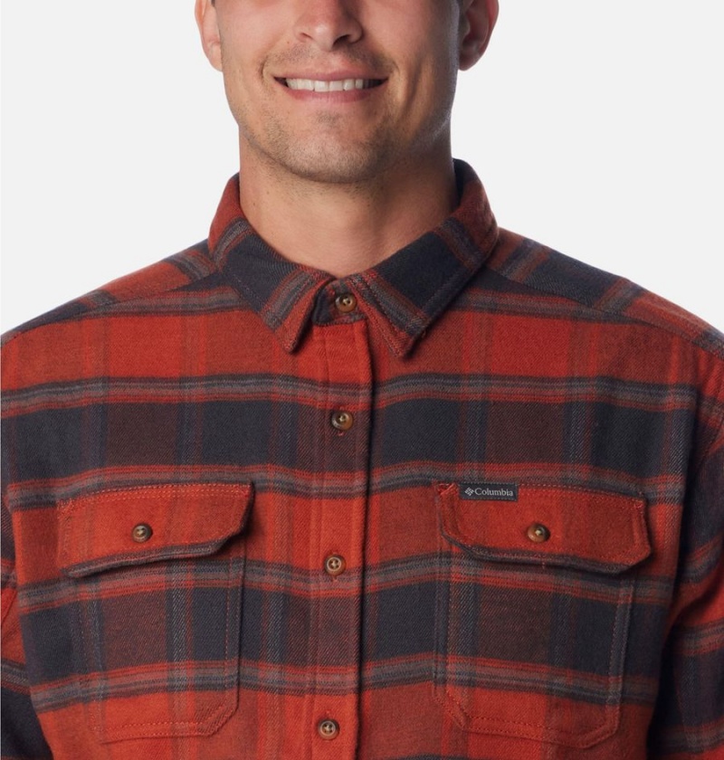 Red Columbia Deschutes River Heavyweight Flannel Men's Shirt | 25140PKSW