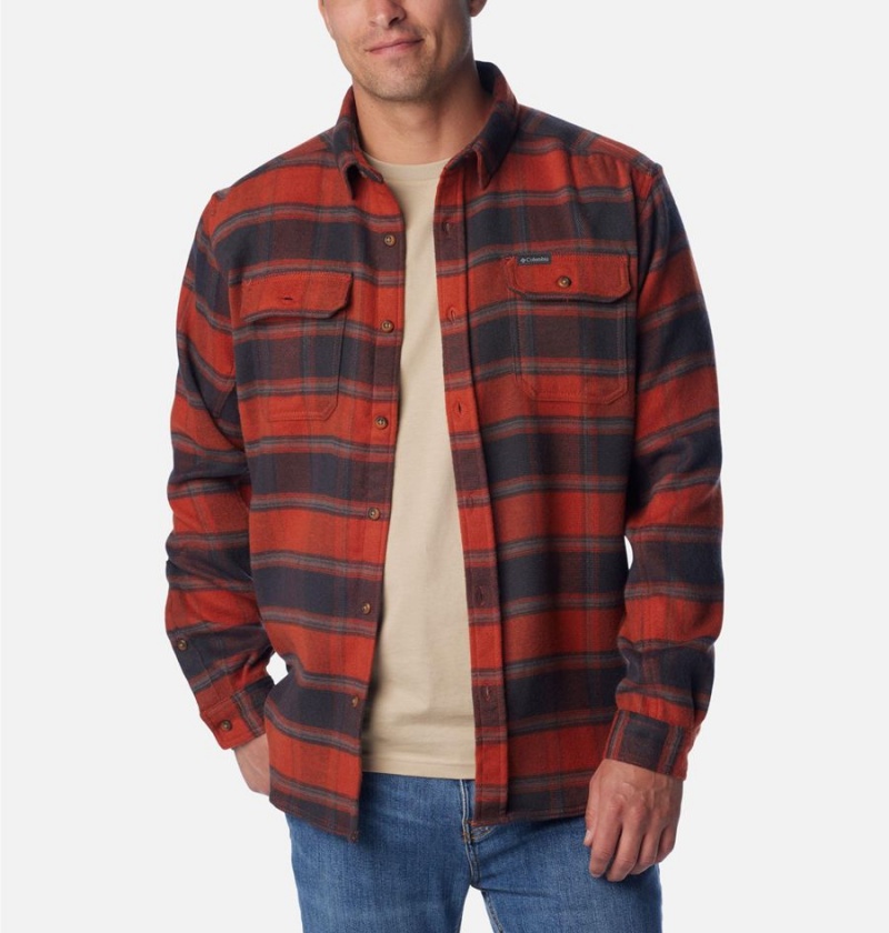 Red Columbia Deschutes River Heavyweight Flannel Men's Shirt | 25140PKSW