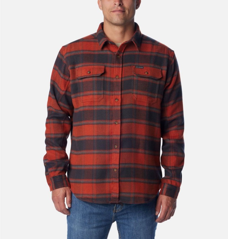 Red Columbia Deschutes River Heavyweight Flannel Men\'s Shirt | 25140PKSW