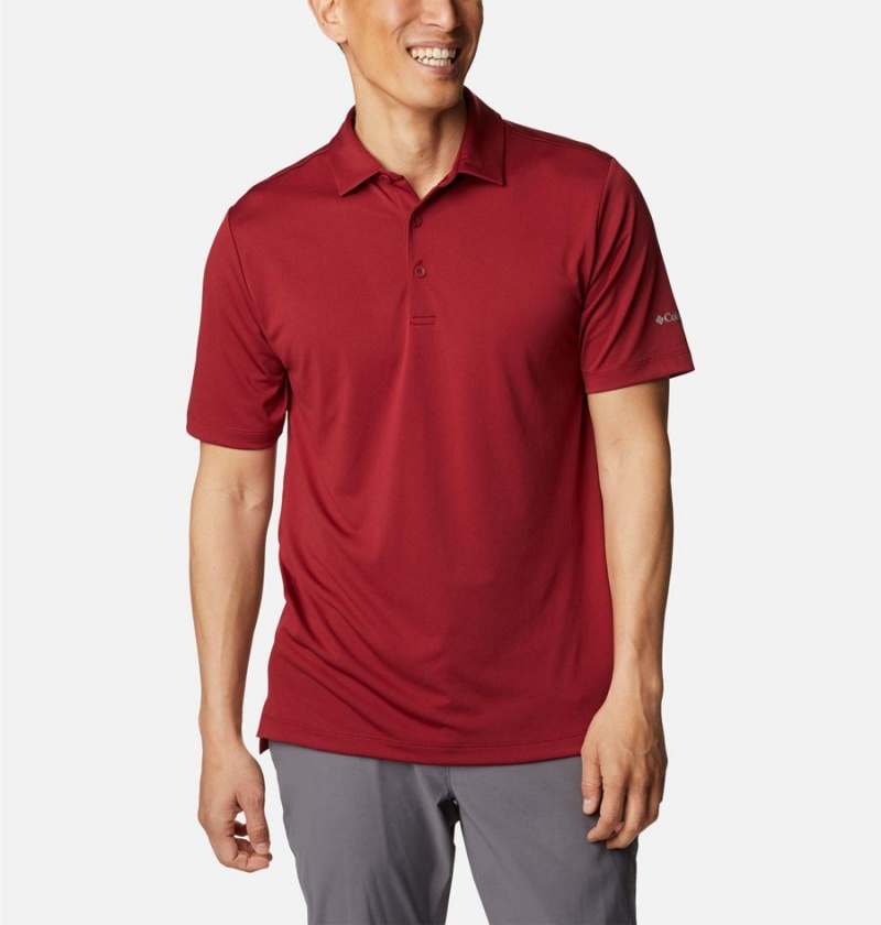 Red Columbia Drive Golf Men's Polo Shirt | 37289XNVE