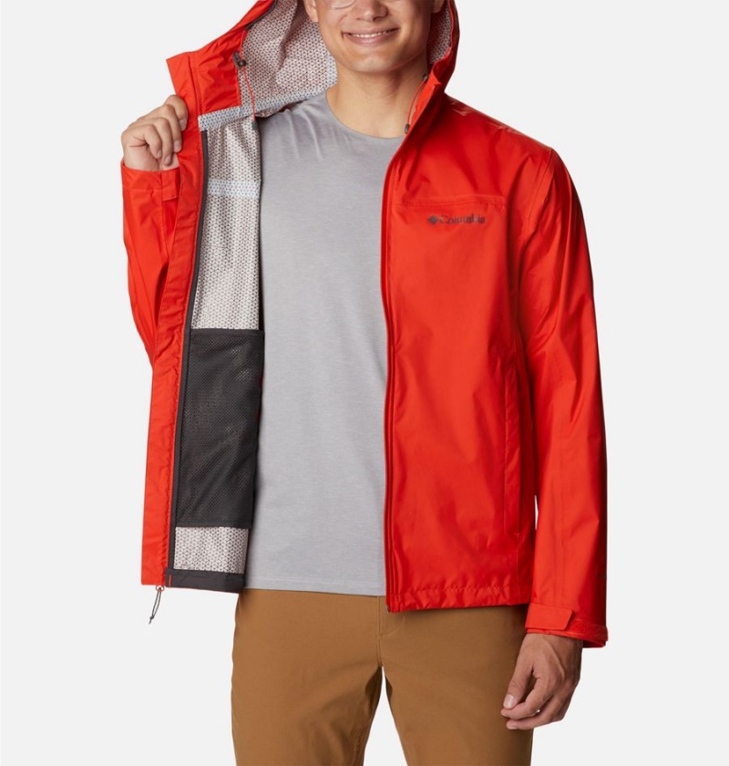 Red Columbia EvaPOURation Men's Rain Jacket | 51607DTCS