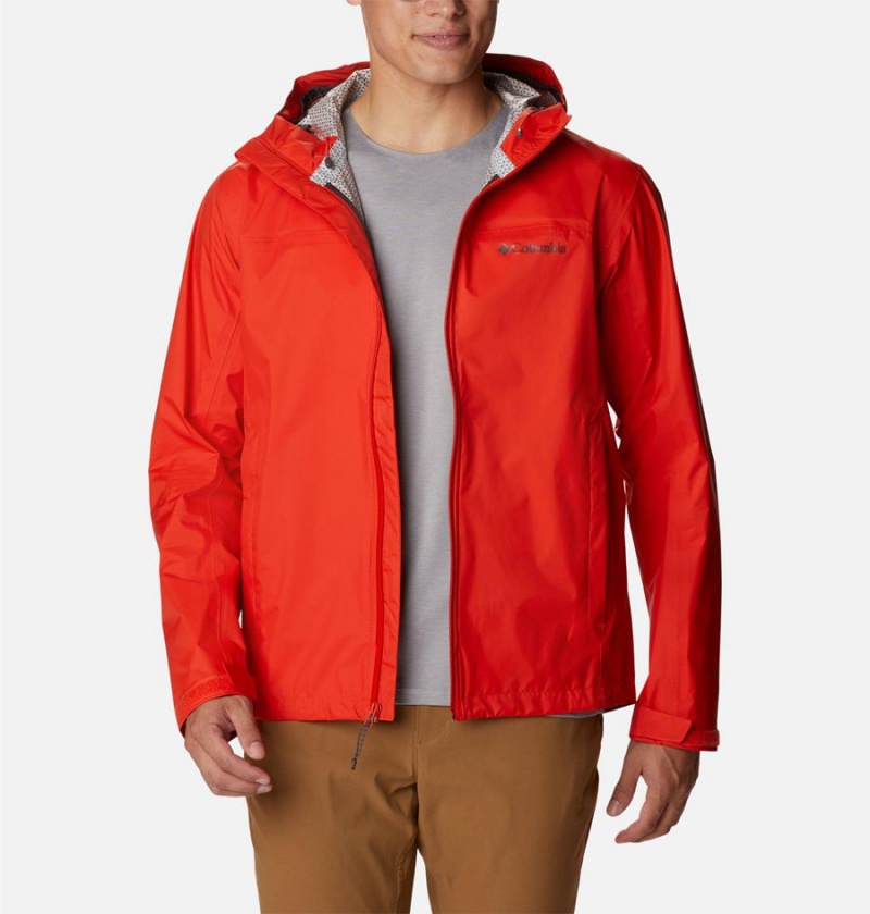 Red Columbia EvaPOURation Men's Rain Jacket | 51607DTCS