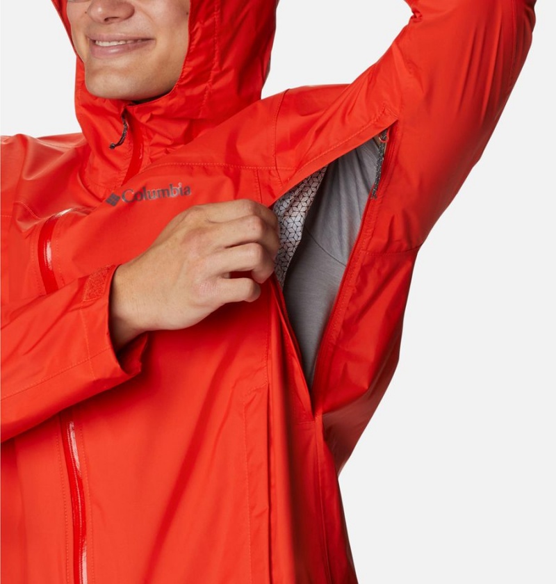 Red Columbia EvaPOURation Men's Rain Jacket | 51607DTCS