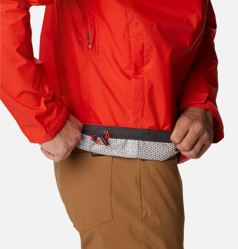 Red Columbia EvaPOURation Men's Rain Jacket | 51607DTCS