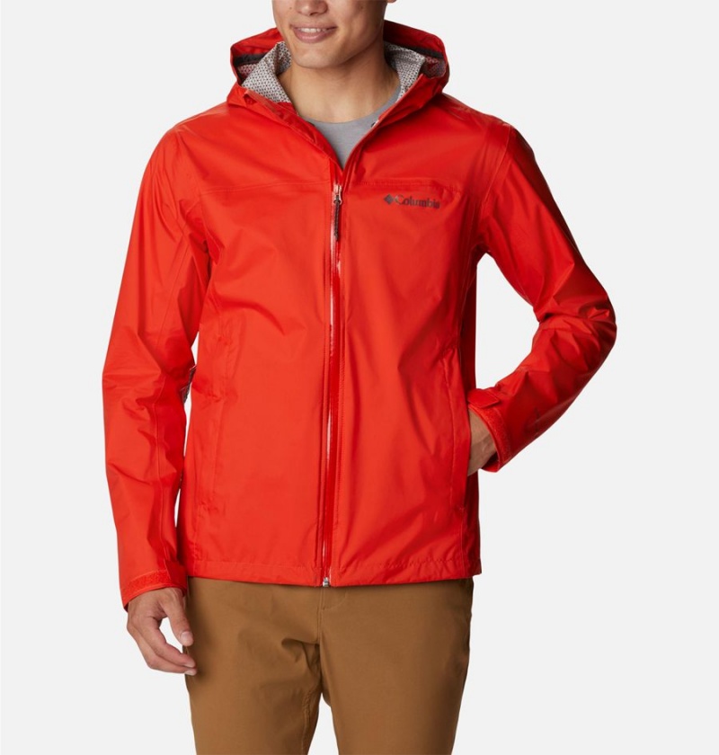 Red Columbia EvaPOURation Men\'s Rain Jacket | 51607DTCS