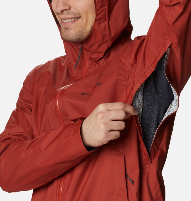 Red Columbia EvaPOURation Men's Rain Jacket | 50672EVMW