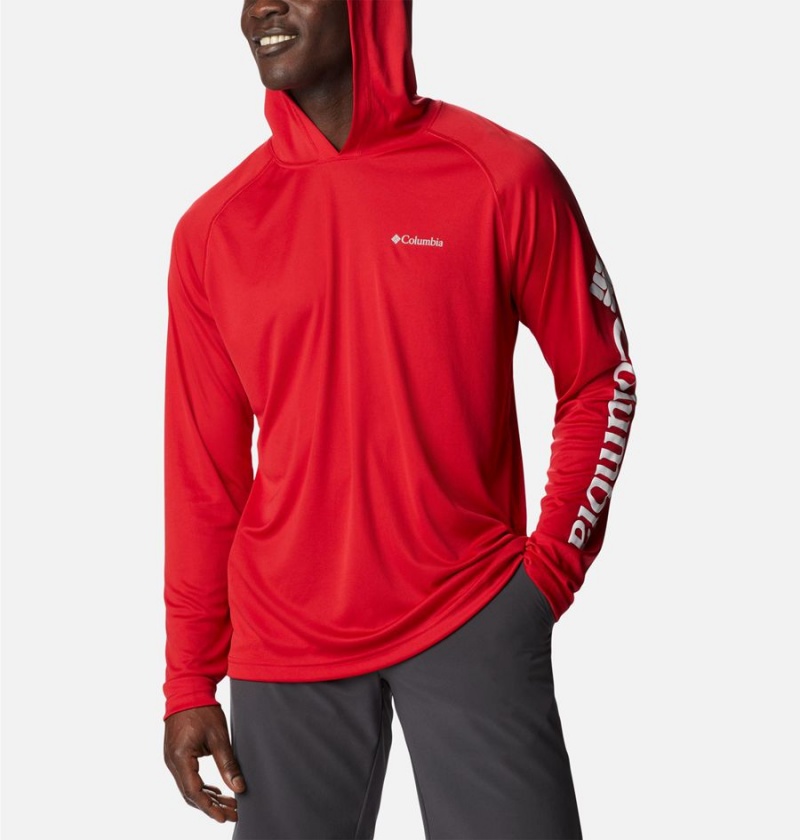 Red Columbia Fork Stream Men's Hoodie | 91835DBRM