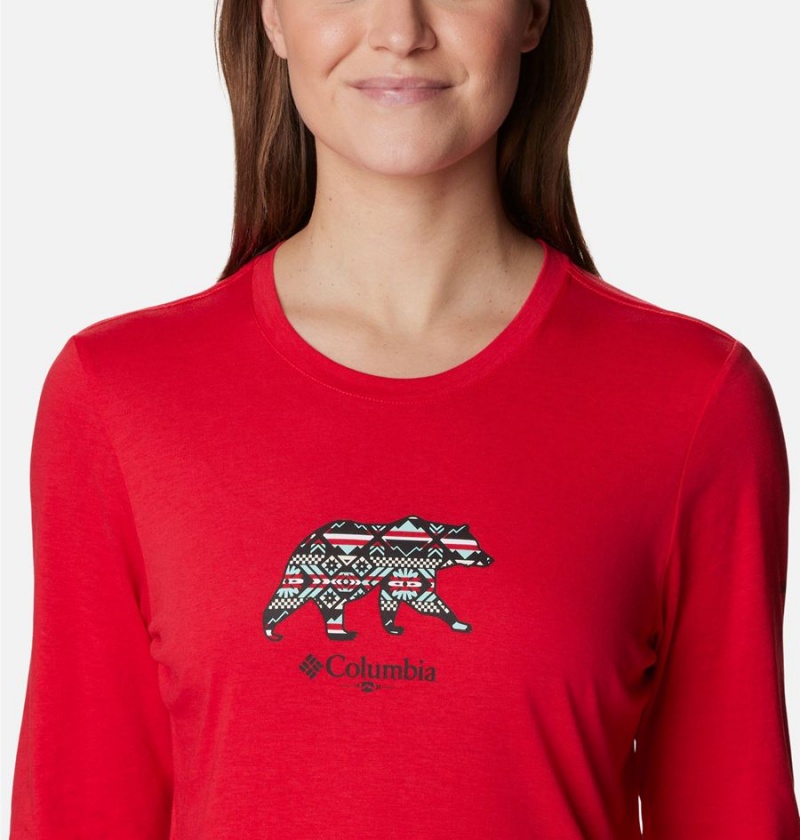 Red Columbia Hidden Haven Long Sleeve Women's T-Shirt | 79461LXPQ