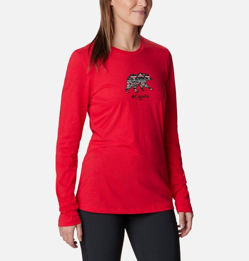 Red Columbia Hidden Haven Long Sleeve Women's T-Shirt | 79461LXPQ