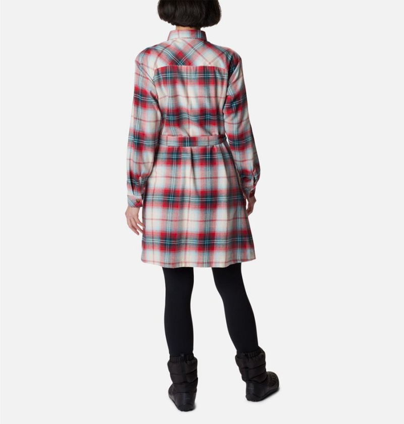 Red Columbia Holly Hideaway Flannel Women's Dress | 65879OEFP