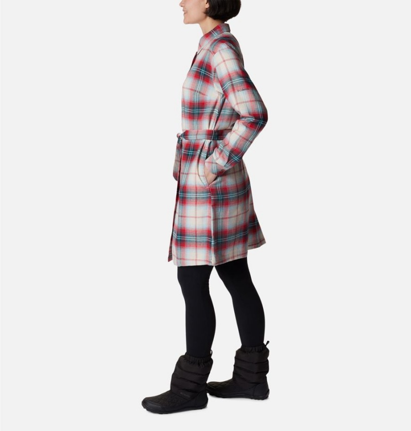 Red Columbia Holly Hideaway Flannel Women's Dress | 65879OEFP