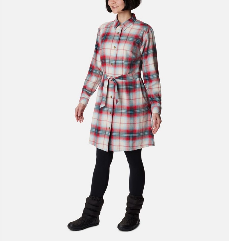 Red Columbia Holly Hideaway Flannel Women's Dress | 65879OEFP