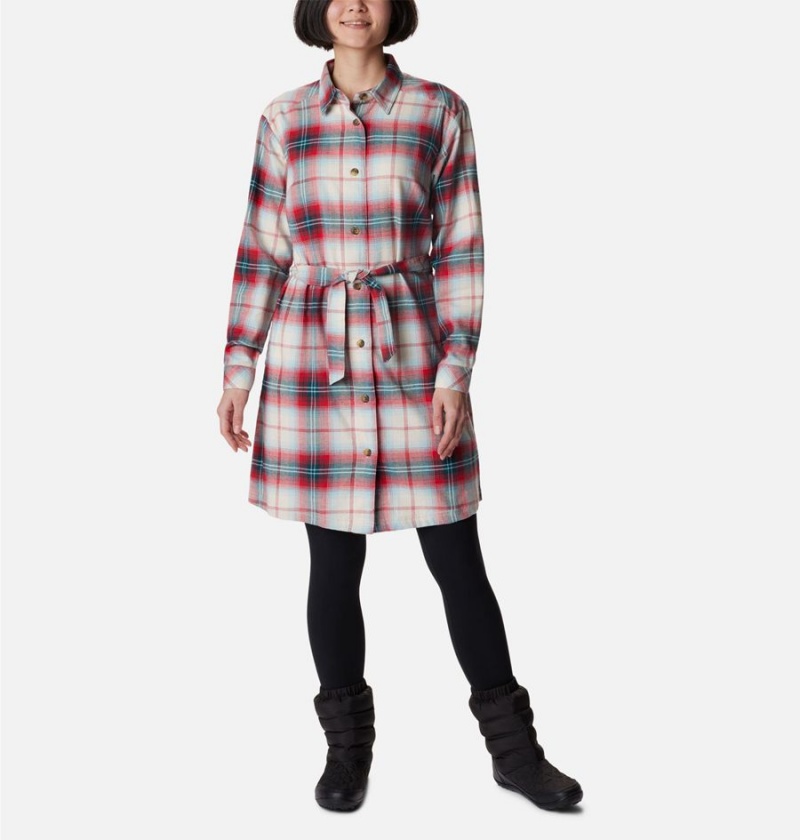 Red Columbia Holly Hideaway Flannel Women\'s Dress | 65879OEFP