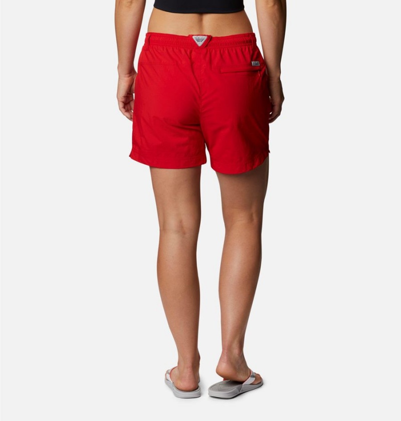 Red Columbia PFG Backcast Water Women's Shorts | 93715JREU