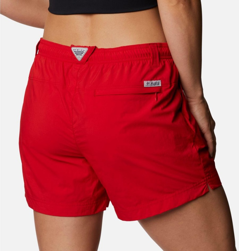 Red Columbia PFG Backcast Water Women's Shorts | 93715JREU