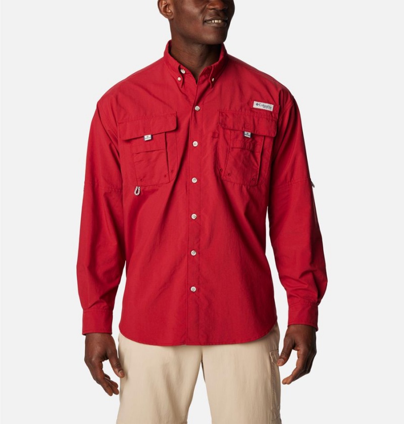 Red Columbia PFG Bahama II Long Sleeve Men\'s Shirt | 61832WCLF