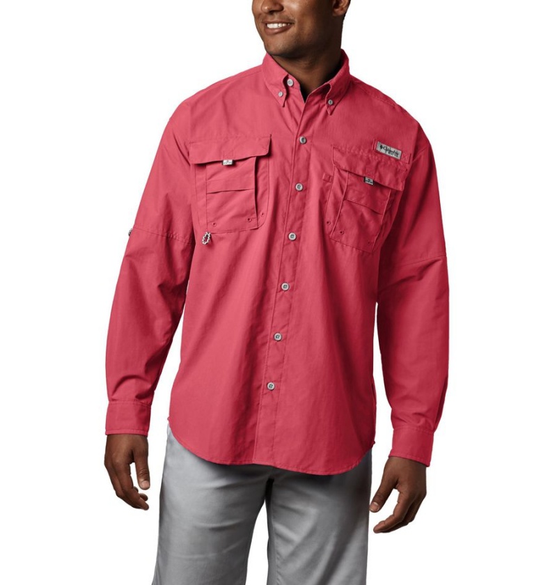 Red Columbia PFG Bahama II Long Sleeve Men\'s Shirt | 80639WQDB