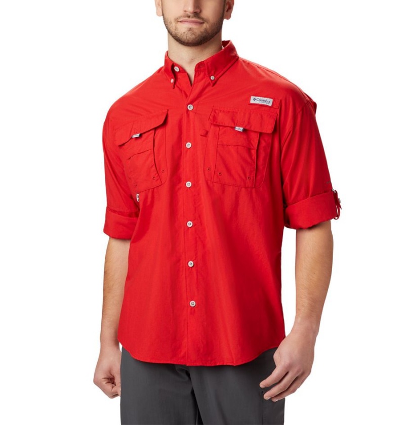 Red Columbia PFG Bahama II Long Sleeve Men's Shirt | 70964CGQU