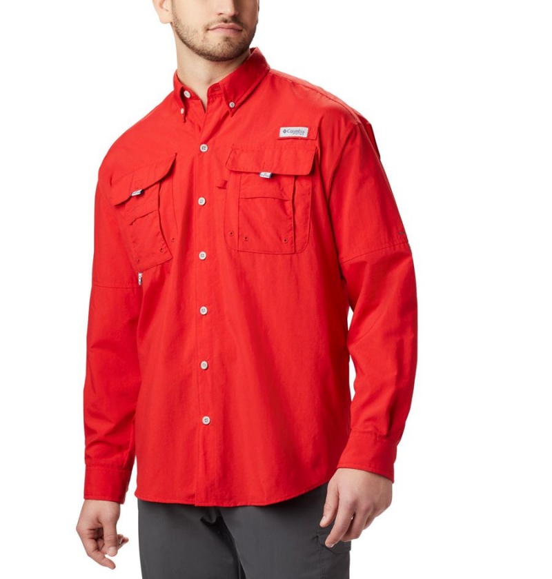 Red Columbia PFG Bahama II Long Sleeve Men\'s Shirt | 70964CGQU