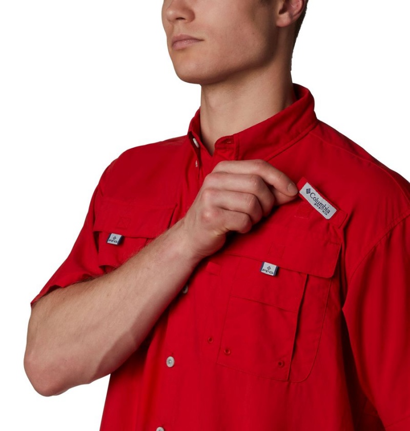 Red Columbia PFG Bahama II Short Sleeve Men's Shirt | 64190BSNY