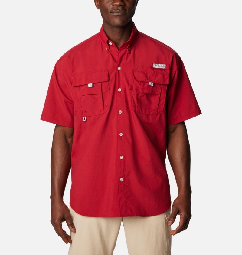 Red Columbia PFG Bahama II Short Sleeve Men\'s Shirt | 17684XYUI