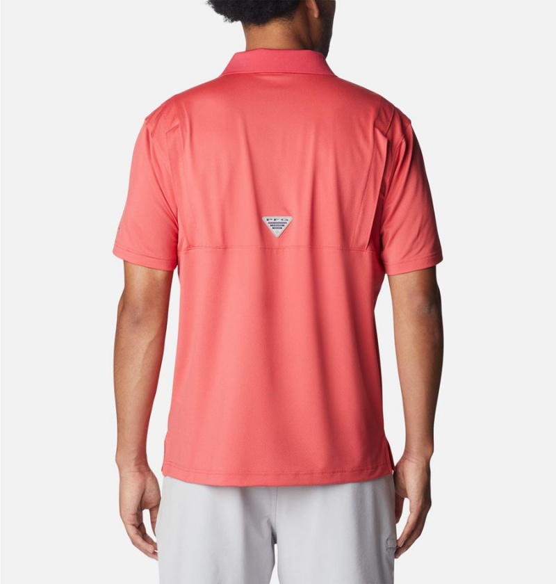 Red Columbia PFG Skiff Cast Men's Polo Shirt | 10759GVPC