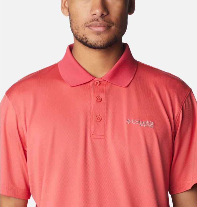 Red Columbia PFG Skiff Cast Men's Polo Shirt | 10759GVPC