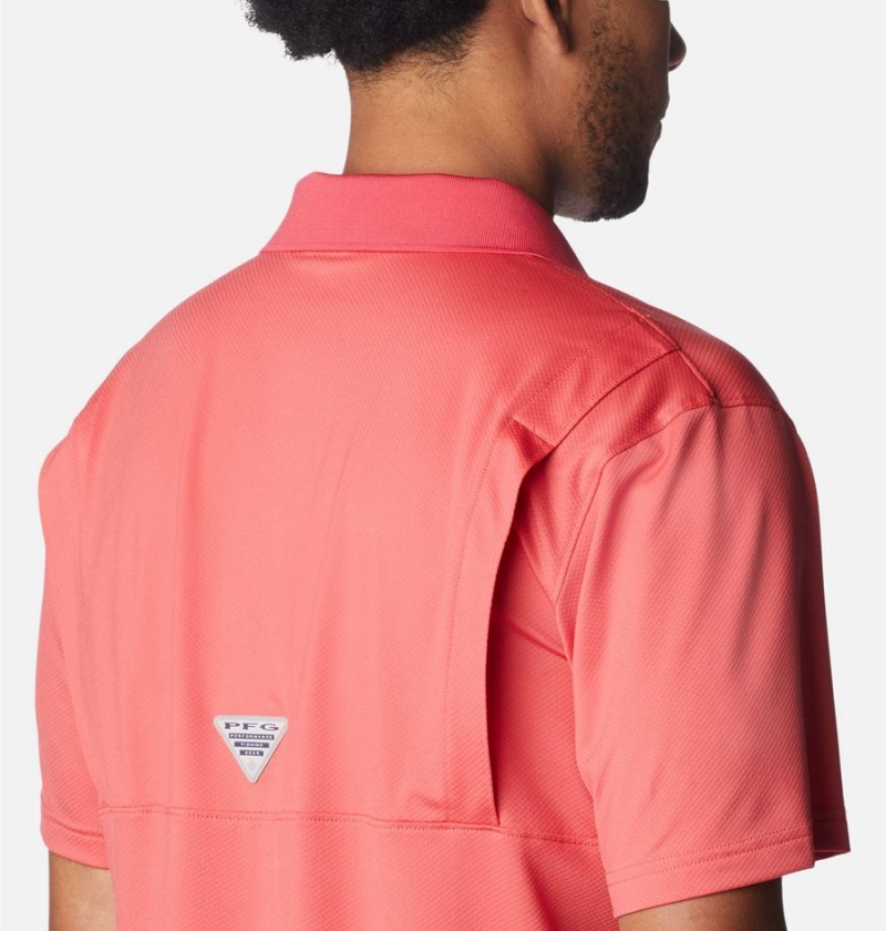 Red Columbia PFG Skiff Cast Men's Polo Shirt | 10759GVPC