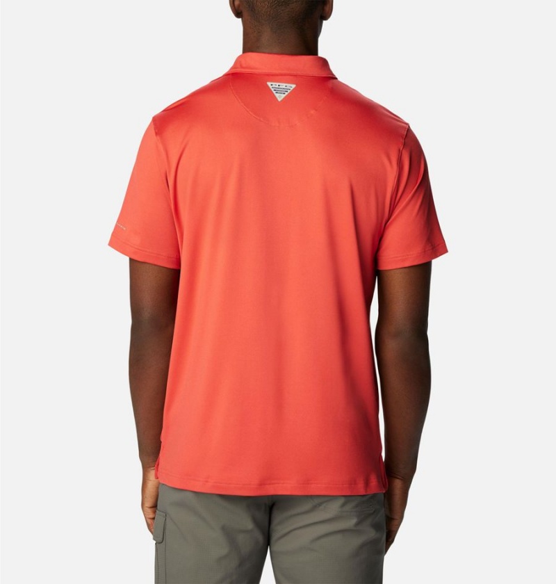 Red Columbia PFG Slack Tide Stretch Men's Polo Shirt | 82435TVYF