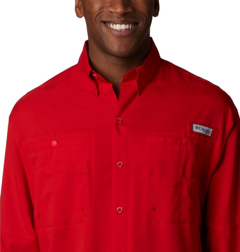 Red Columbia PFG Tamiami II Long Sleeve Men's Shirt | 53401MJTR