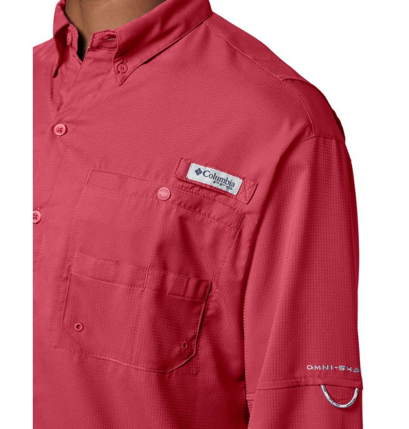 Red Columbia PFG Tamiami II Long Sleeve Men's Shirt | 65294GJCB