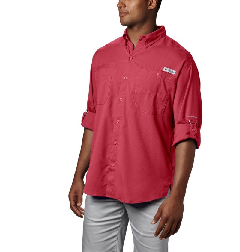 Red Columbia PFG Tamiami II Long Sleeve Men's Shirt | 65294GJCB