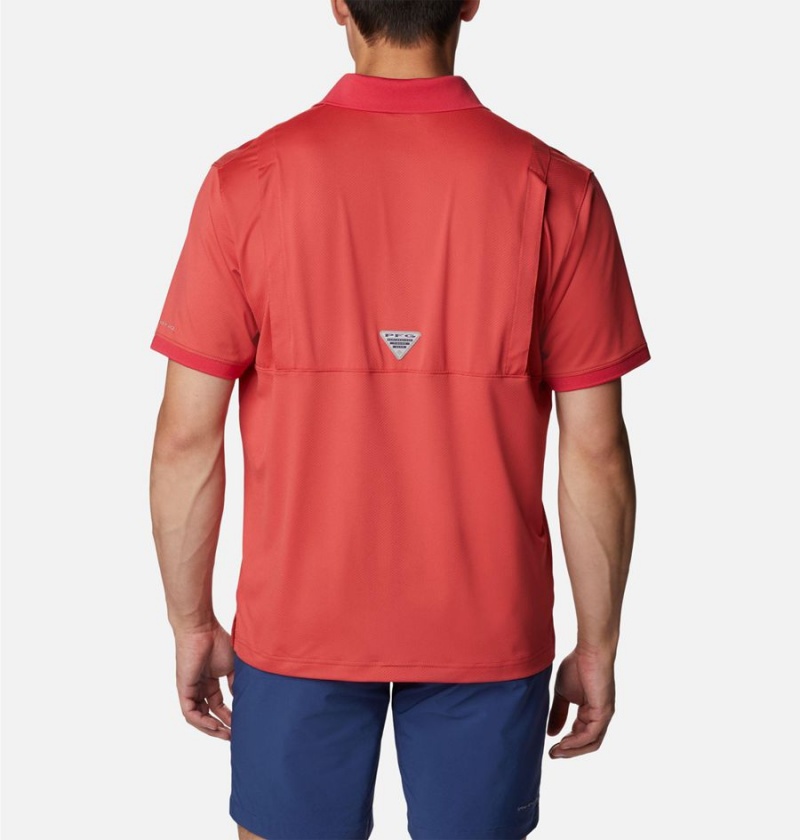 Red Columbia PFG Tamiami Men's Polo Shirt | 24387JMDI