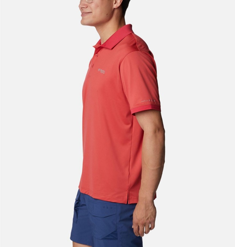 Red Columbia PFG Tamiami Men's Polo Shirt | 24387JMDI