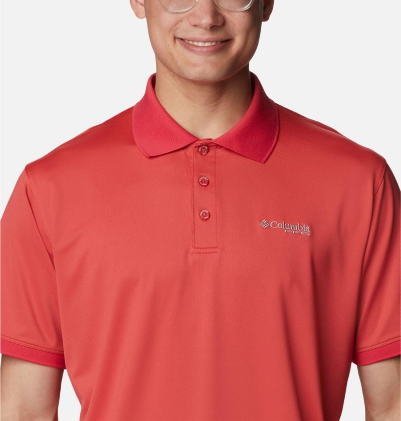 Red Columbia PFG Tamiami Men's Polo Shirt | 24387JMDI