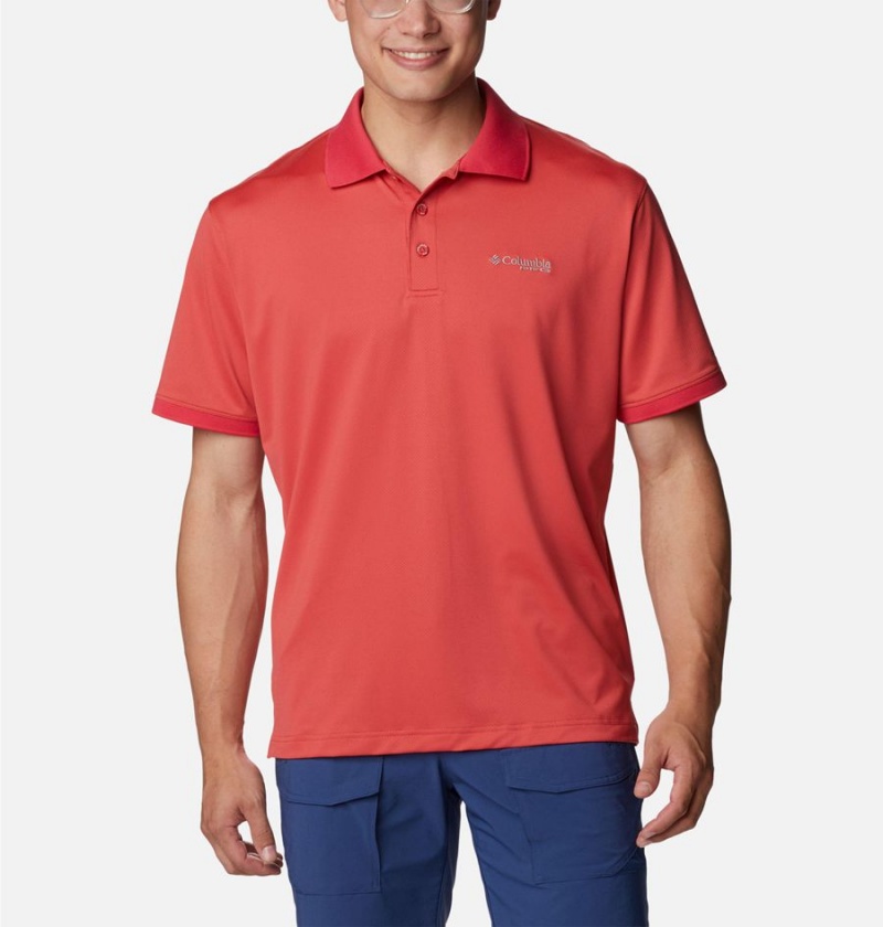 Red Columbia PFG Tamiami Men\'s Polo Shirt | 24387JMDI