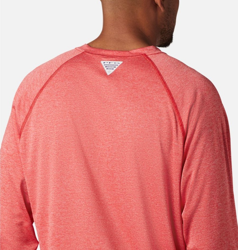 Red Columbia PFG Terminal Tackle Heather Long Sleeve Men's T-Shirt | 36904WSFL