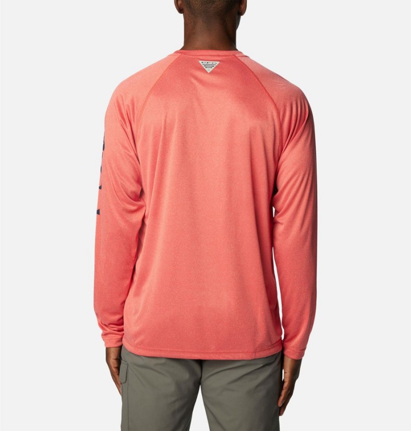 Red Columbia PFG Terminal Tackle Heather Long Sleeve Men's T-Shirt | 19603JKYQ